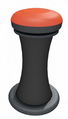 Brunner Stehhilfe: Ergonomischer Stehstuhl mit orangem Sitz und schwarzem, flexiblem Fuß für Büro und Zuhause.